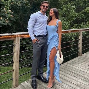 House of CB ruffle side slit maxi